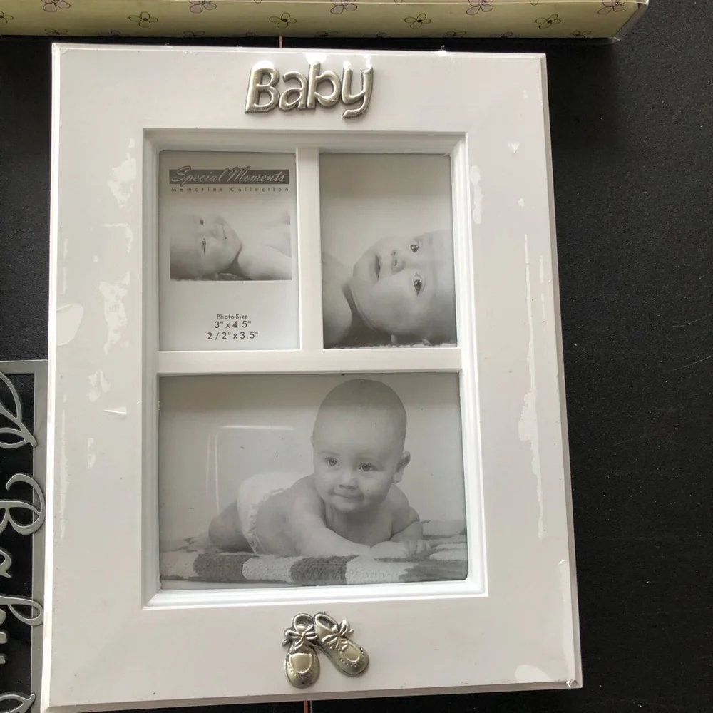 7 piece grouping of baby photo displays.Picture frames.Journal album.Album.Baby